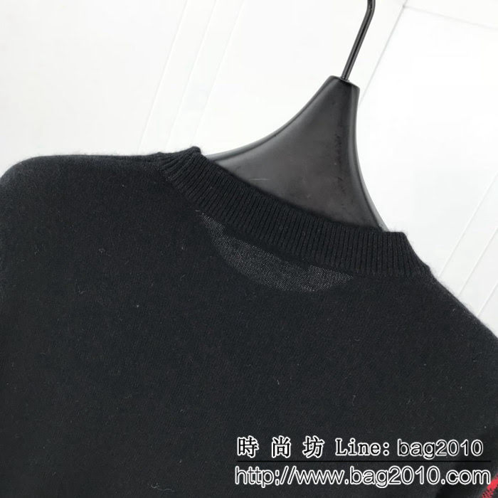 Burberry巴寶莉 18ss秋冬新款貂絨羊毛衫 騎士刺繡小logo 袖子經典格紋 100%羊毛面料 高版本 ydi2344